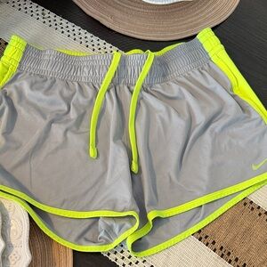 Nike Women’s Gray and Neon Green Athletic Shorts